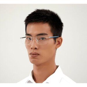 NEW MONTBLANC MB0222O 005 EYEGLASSES SILVER BLUE MEN EYEWEAR MONTBLANC